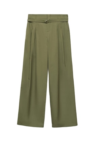 Pantalón wideleg cinturón - Caqui