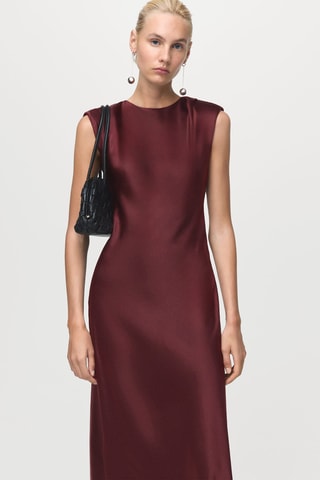 Robe satinée ajustée - Bordeaux