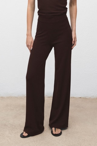Pantalón ancho punto fino - Marrón