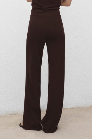 Pantalón ancho punto fino - Marrón