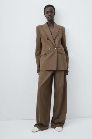 Blazer costume double boutonnage - Marron