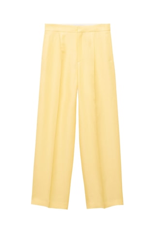 Pantalon mélange de lin pinces - Jaune