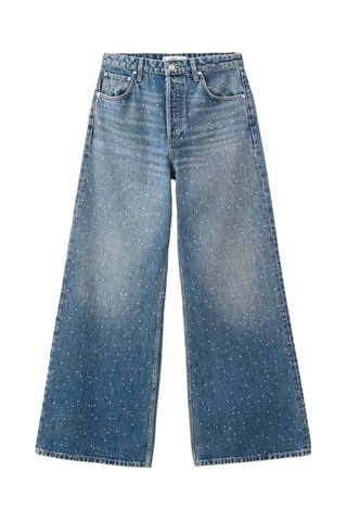 Jean large à strass - Bleu