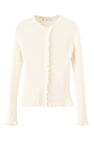 Cardigan bords festonnés - Écru