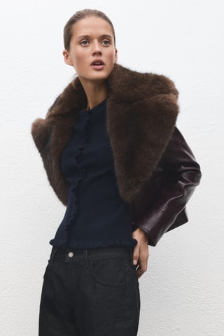 Cardigan bords festonnés - Bleu marine