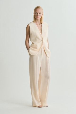Pantalon costume droit fluide - Beige