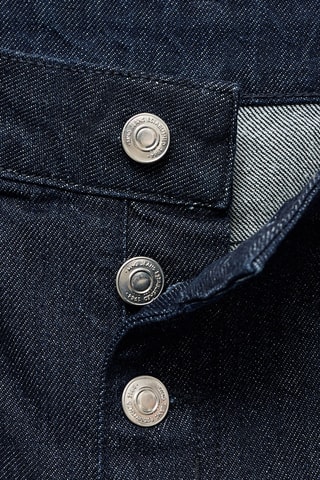 Jean droit taille basse boutons - Bleu