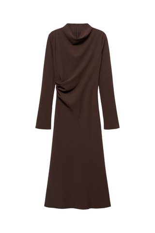 Robe froncée avec col drapé - Marron