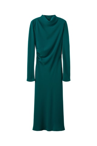 Robe froncée avec col drapé - Vert