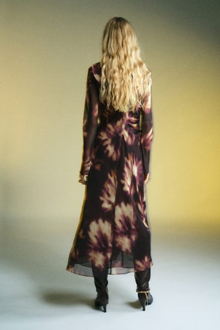Robe froncée tie-dye - Bordeaux