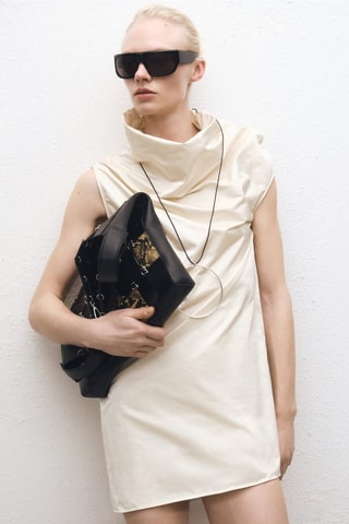 Robe coton col bénitier - Écru
