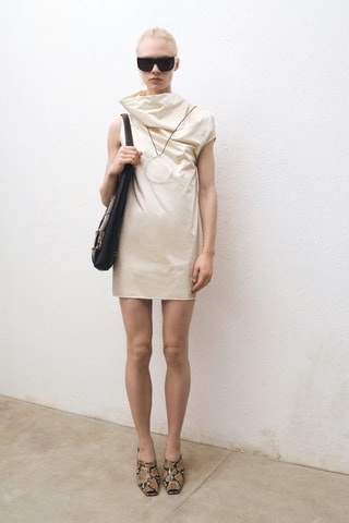 Robe coton col bénitier - Écru