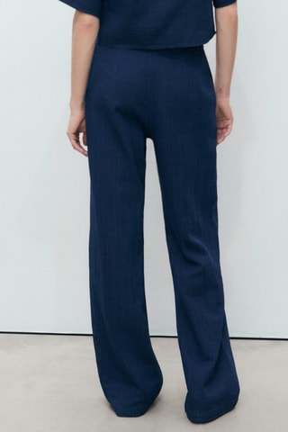 Pantalón denim fluido tiro alto - Azul