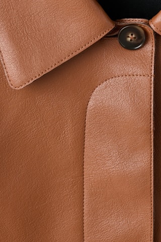 Veste cuir synthétique poches - Marron