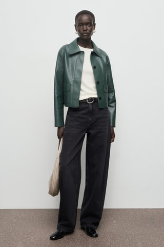 Veste cuir synthétique poches - Vert