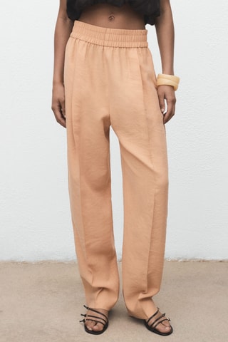 Pantalon Lyocell taille élastique - Nude