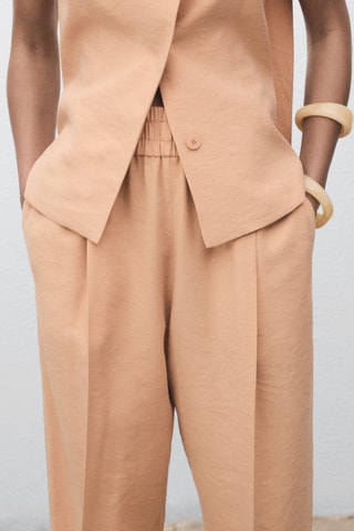 Pantalon Lyocell taille élastique - Nude