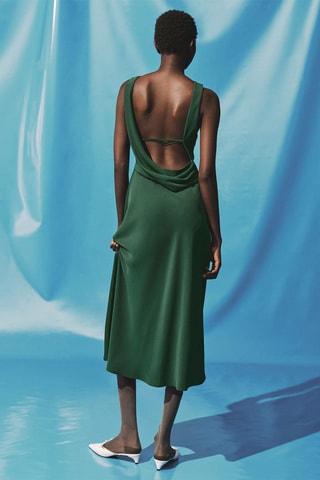 Robe midi dos nu - Vert