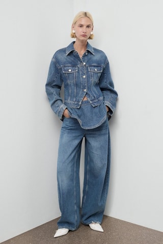 Veste jean cintrée à poches - Bleu