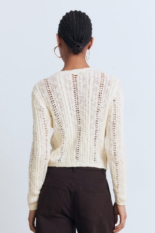 Cardigan maille ajourée - Écru