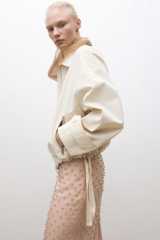 Blouson bomber ourlet réglable - Écru