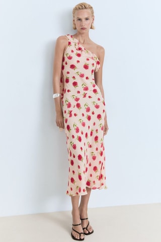 Robe à fleurs volantée - Écru