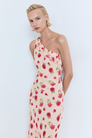 Robe à fleurs volantée - Écru