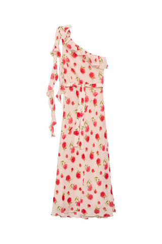 Robe à fleurs volantée - Écru