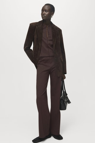 Pantalon droit taille élastique - Marron