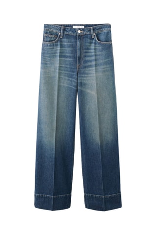 Jean droit revers couture - Bleu foncé