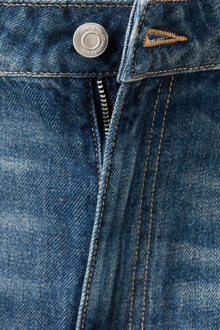 Jean droit revers couture - Bleu foncé