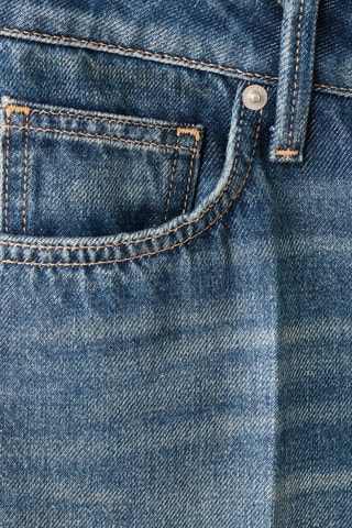 Jean droit revers couture - Bleu foncé