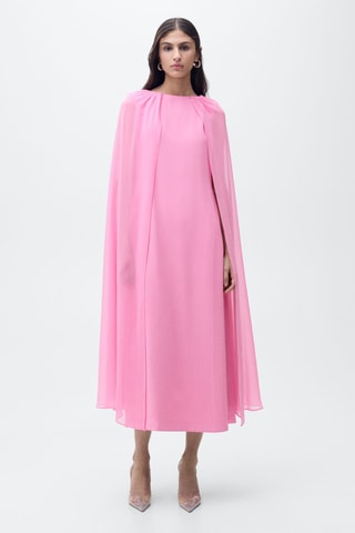 Robe cape évasée - Rose
