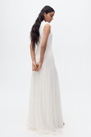 Robe dentelle à pinces - Blanc
