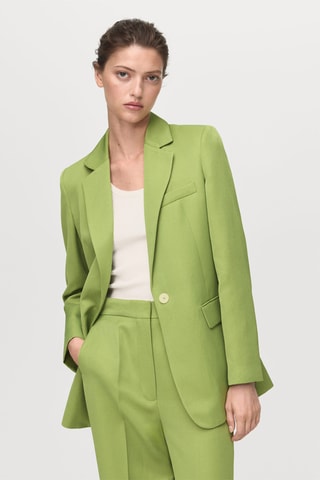 Pantalon de costume droit lin mélangé - Vert