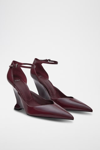 Chaussures cuir semelle compensée incurvée - Bordeaux