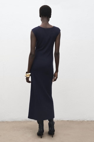 Robe en maille fine avec fronce latérale - Bleu marine