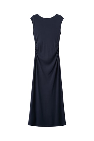 Robe en maille fine avec fronce latérale - Bleu marine