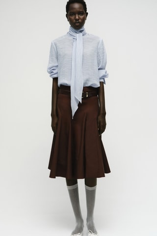 Blouse texture avec foulard - Ciel