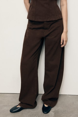 Jean barrel taille normale - Marron