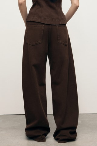 Jean barrel taille normale - Marron