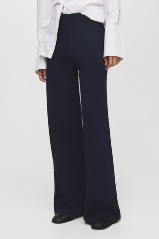 Pantalon droit maille fine - Bleu marine