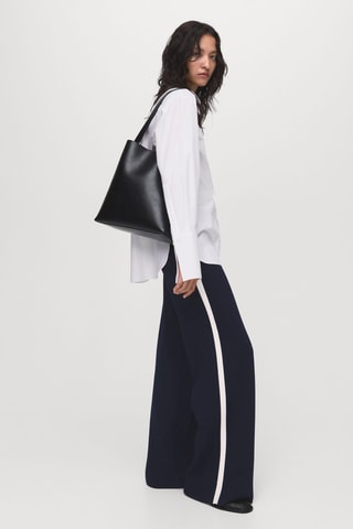 Pantalon droit maille fine - Bleu marine