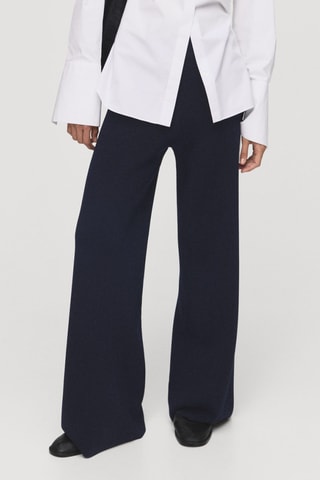 Pantalon droit maille fine - Bleu marine