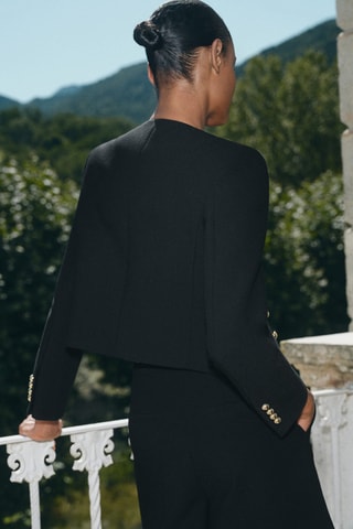 Veste crop boutons - Noir