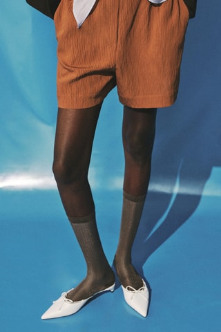 Short texturé liserés en contraste - Marron