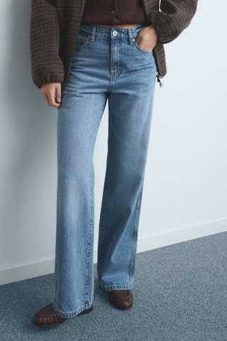 Jean droit taille haute - Bleu