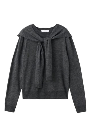 Pull-over bi-matière - Gris chiné