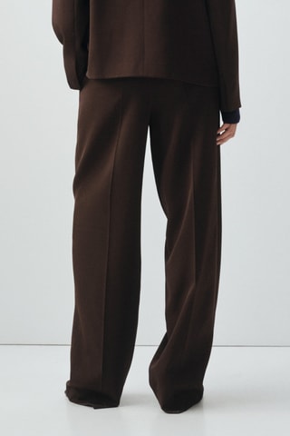 Pantalón traje recto pinzas - Marrón