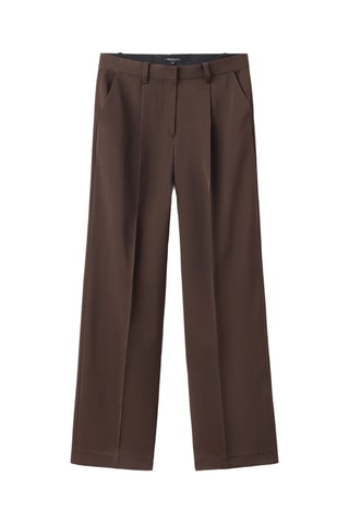 Pantalón traje recto pinzas - Marrón